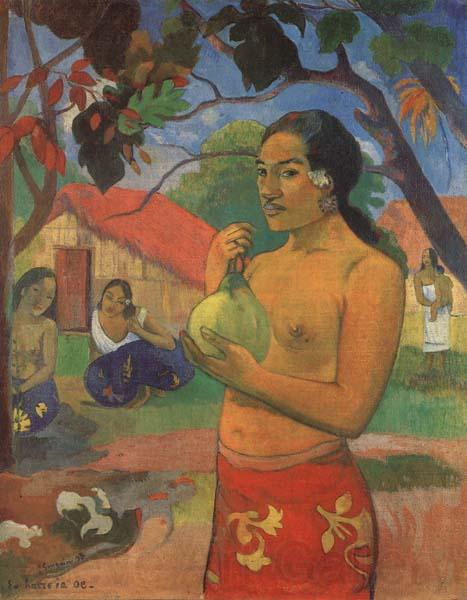 Paul Gauguin Woman Holding a Fruit Norge oil painting art